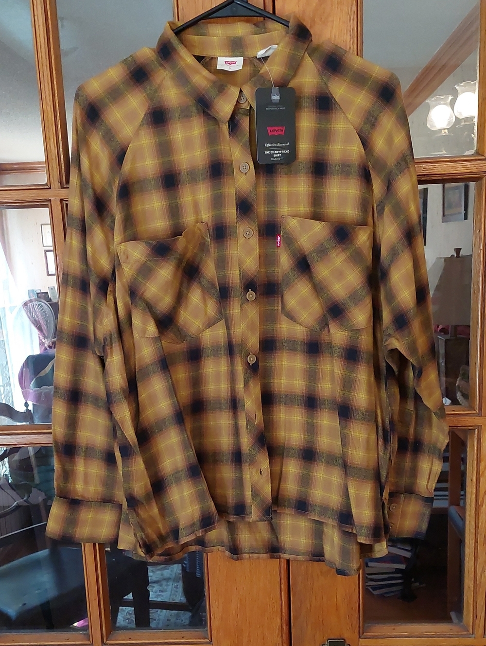 Levi's Nwt Ex-Boyfriend Shirt Relaxed Fit M Women's Cotton Flannel Button-Down